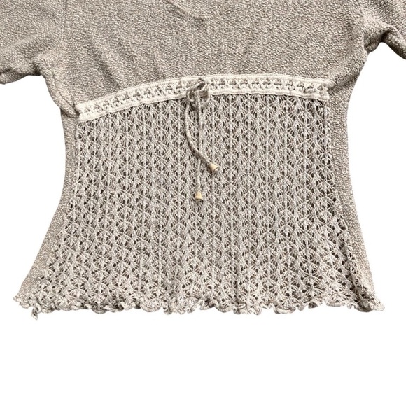 Vintage Santika Peru Boho Crochet Knit Top Cotton V Neck Empire Waist M - Picture 3 of 12